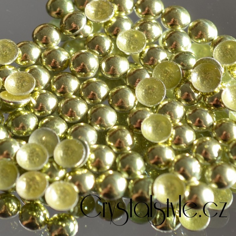 Sada hot-fix perel barva PERIDOT - 2 mm, 3 mm, 4 mm, 5 mm