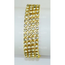 Našívací řetěz kovový zlatý s kamínky barvy Crystal velikost SS16