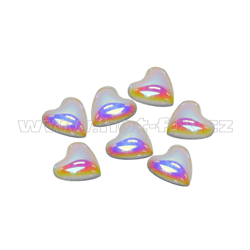 Hot-fix tvarové kamínky srdce barva PERLEŤ BÍLÁ 9 mm