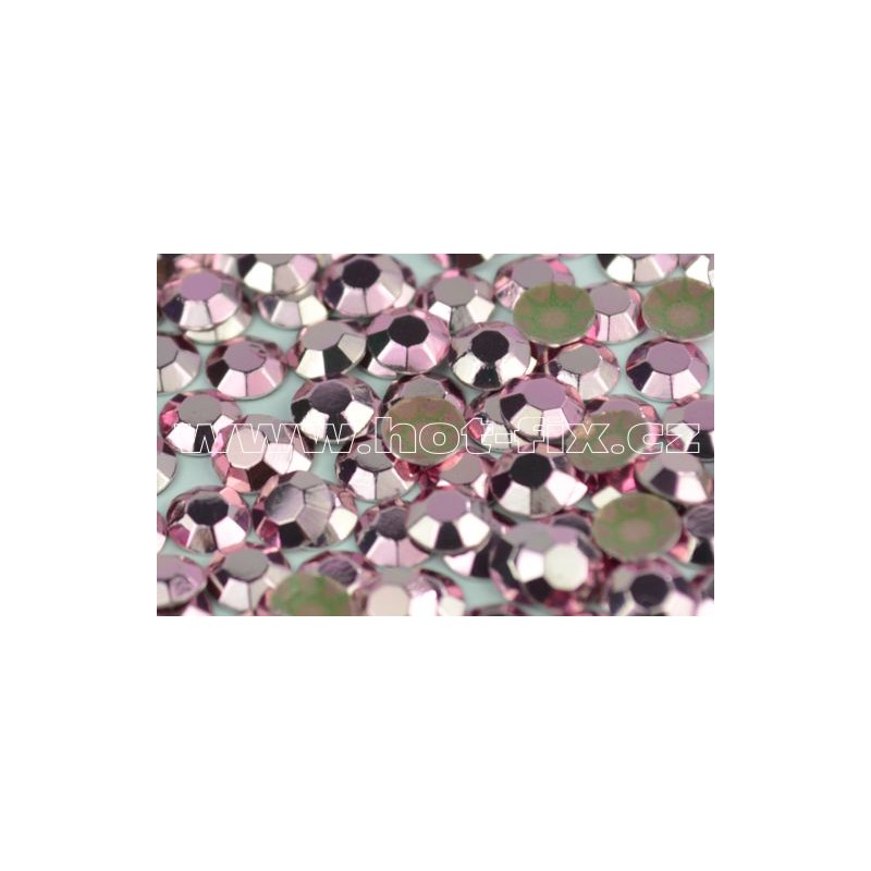 Kovové hot-fix kamínky Octagony barva RŮŽOVÁ průměr 3 mm