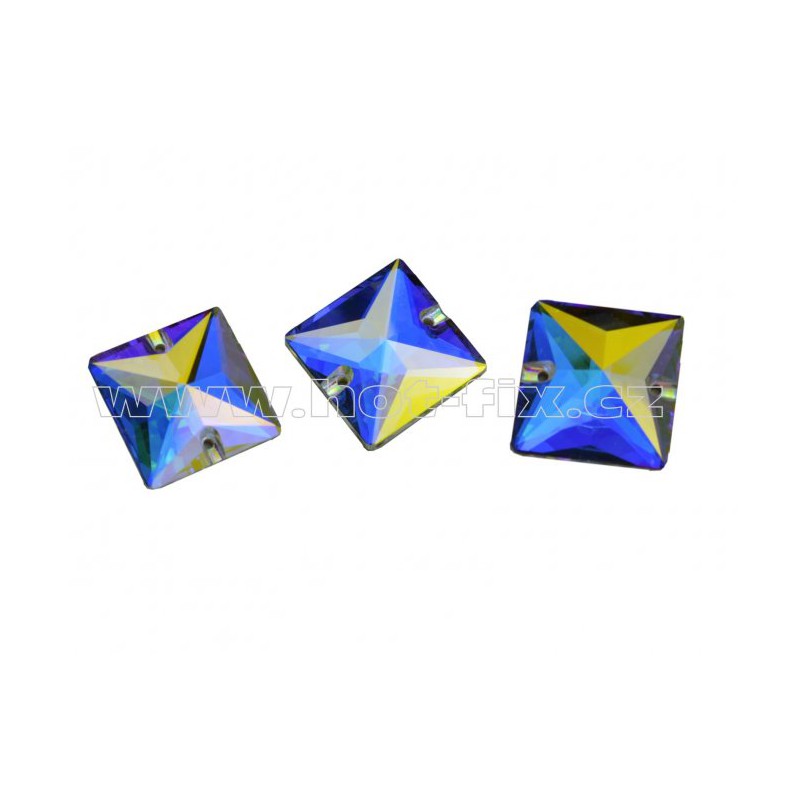Broušený našívací kámen čtverec EXTRA Premium barva AB Crystal 12 x 12 mm
