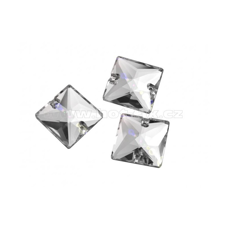 Broušený našívací kámen čtverec EXTRA Premium barva Crystal 16 x 16 mm