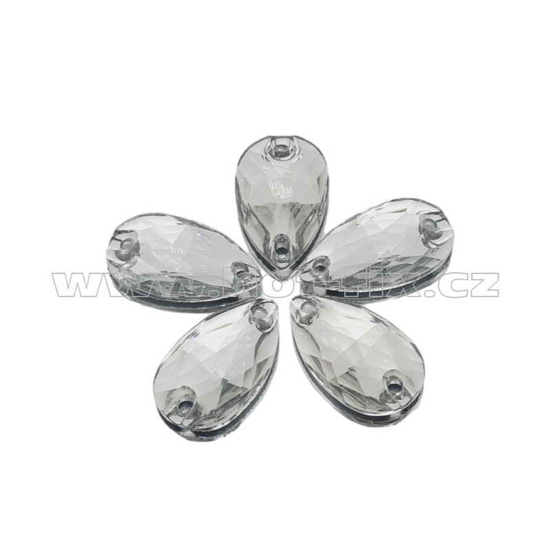 Epoxy našívací kámen slza barva Crystal 10,5 x 18 mm