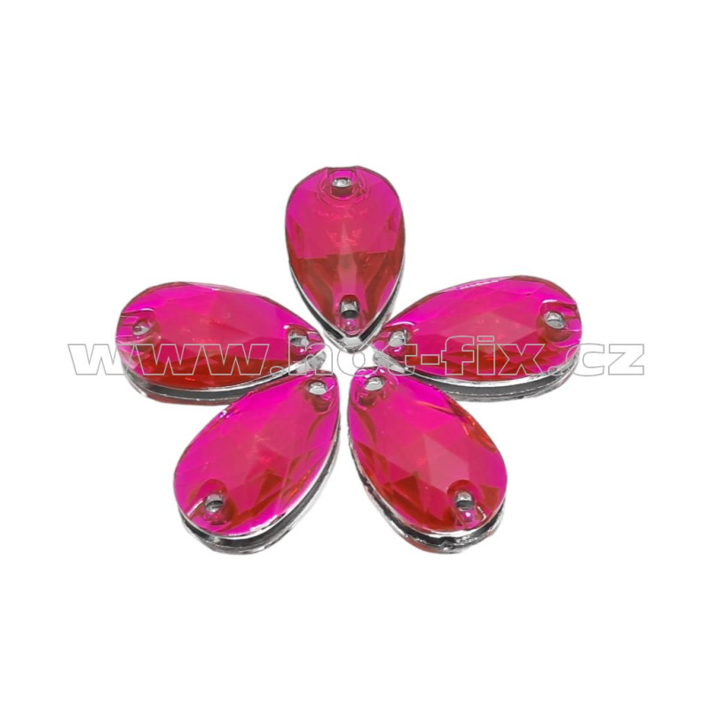 Epoxy našívací kámen slza barva Rose 10,5 x 18 mm