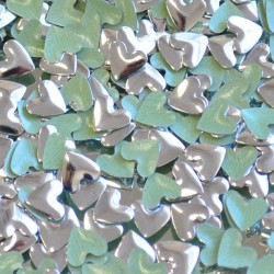 Kovové hot-fix kamínky tvarové - srdce stříbrné 6 × 6 mm
